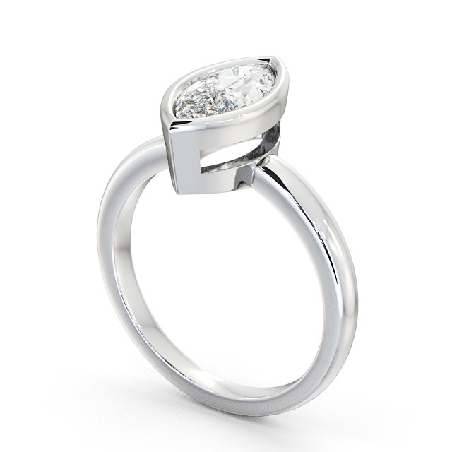 Marquise Diamond Engagement Ring 18K White Gold Solitaire - Langley ENMA4_WG_SIDE