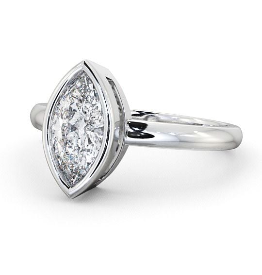 Marquise Diamond Open Bezel Engagement Ring 18K White Gold Solitaire ENMA4_WG_THUMB2 