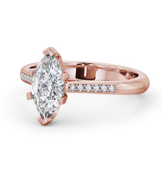  Marquise Diamond Engagement Ring 9K Rose Gold Solitaire With Side Stones - Ansley ENMA5S_RG_THUMB2 