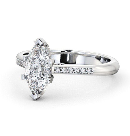  Marquise Diamond Engagement Ring Platinum Solitaire With Side Stones - Ansley ENMA5S_WG_THUMB2 