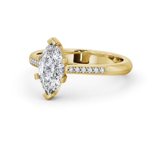 Marquise Diamond Engagement Ring 9K Yellow Gold Solitaire With Side Stones - Ansley ENMA5S_YG_FLAT
