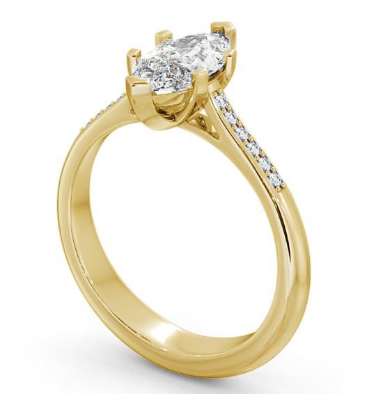 Marquise Diamond Classic 6 Prong Engagement Ring 9K Yellow Gold Solitaire with Channel Set Side Stones ENMA5S_YG_THUMB1