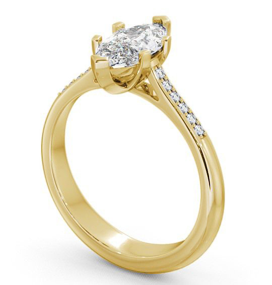 Marquise Diamond Classic 6 Prong Engagement Ring 18K Yellow Gold Solitaire with Channel Set Side Stones ENMA5S_YG_THUMB1