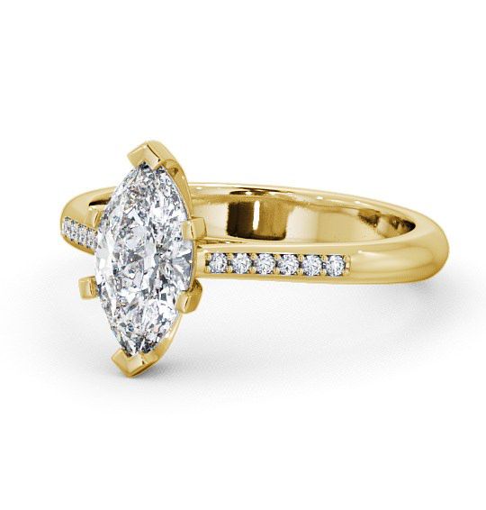 Marquise Diamond Classic 6 Prong Engagement Ring 18K Yellow Gold Solitaire with Channel Set Side Stones ENMA5S_YG_THUMB2 