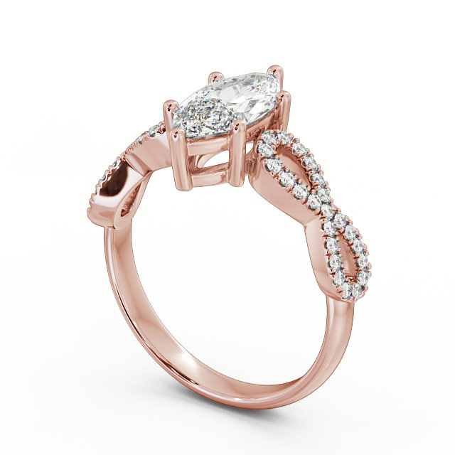Marquise Diamond Engagement Ring 9K Rose Gold Solitaire With Side Stones - Louisa ENMA6_RG_SIDE