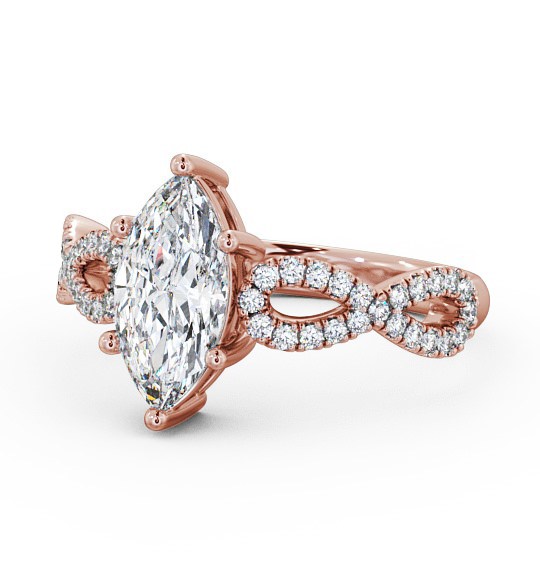 Marquise Diamond Infinity Style Band Engagement Ring 18K Rose Gold Solitaire with Channel Set Side Stones ENMA6_RG_THUMB2 