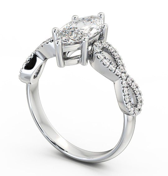 Marquise Diamond Infinity Style Band Engagement Ring Platinum Solitaire with Channel Set Side Stones ENMA6_WG_THUMB1 