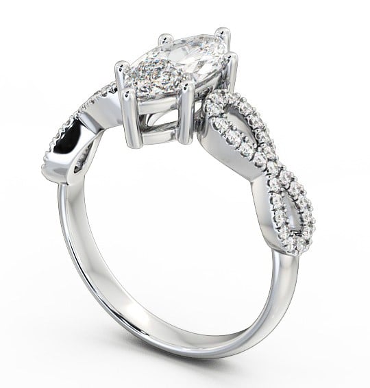 Marquise Diamond Infinity Style Band Engagement Ring Palladium Solitaire with Channel Set Side Stones ENMA6_WG_THUMB1