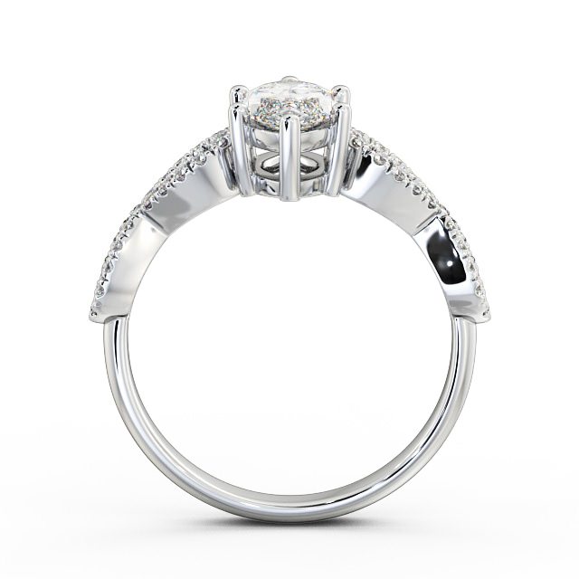 Marquise Diamond Engagement Ring Palladium Solitaire With Side Stones - Louisa ENMA6_WG_UP