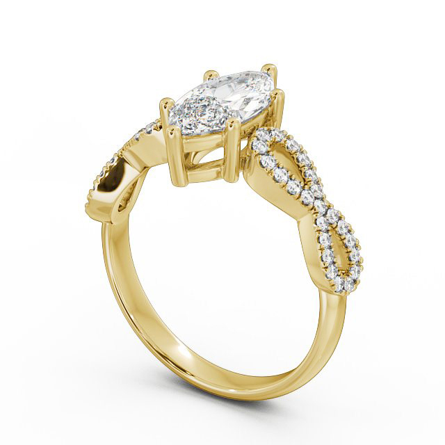 Marquise Diamond Engagement Ring 18K Yellow Gold Solitaire With Side Stones - Louisa ENMA6_YG_SIDE