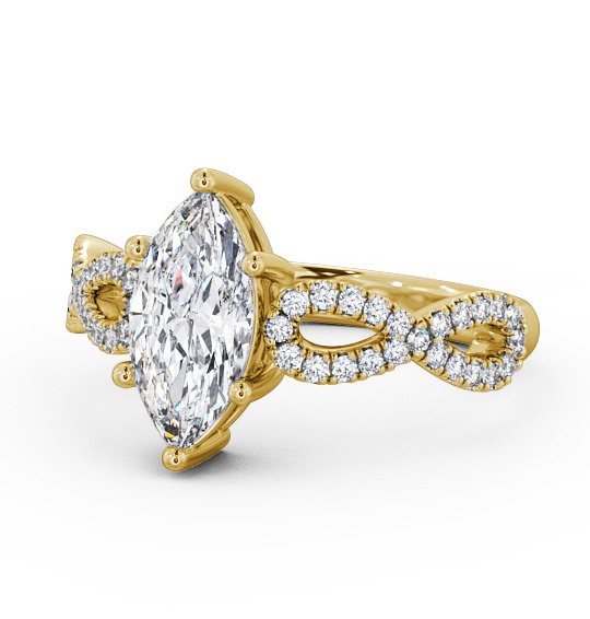  Marquise Diamond Engagement Ring 18K Yellow Gold Solitaire With Side Stones - Louisa ENMA6_YG_THUMB2 