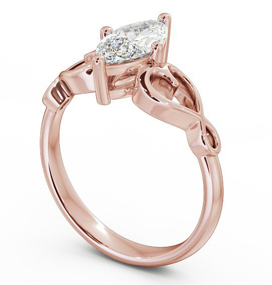 Marquise Diamond with Heart Band Engagement Ring 9K Rose Gold Solitaire ENMA7_RG_THUMB1