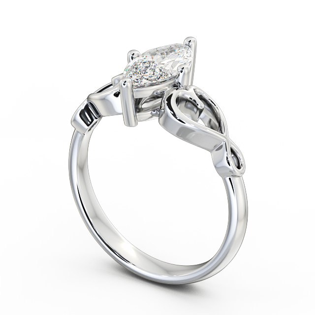 Marquise Diamond Engagement Ring 9K White Gold Solitaire - Megan ENMA7_WG_SIDE