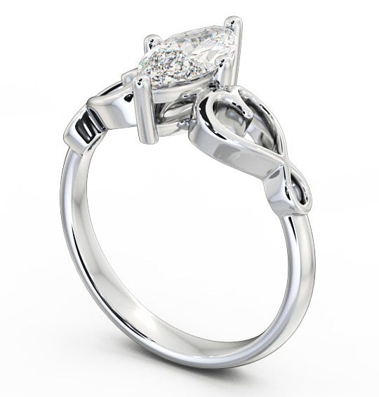 Marquise Diamond with Heart Band Engagement Ring Platinum Solitaire ENMA7_WG_THUMB1
