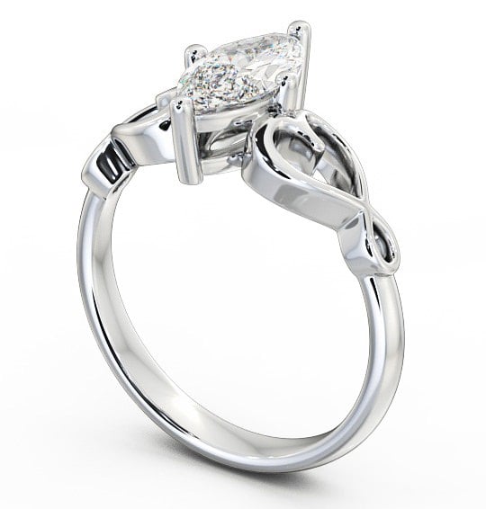 Marquise Diamond with Heart Band Engagement Ring 9K White Gold Solitaire ENMA7_WG_THUMB1