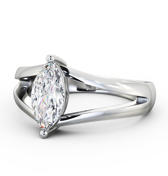 Marquise Diamond Split Band Engagement Ring Platinum Solitaire ENMA8_WG_THUMB2 