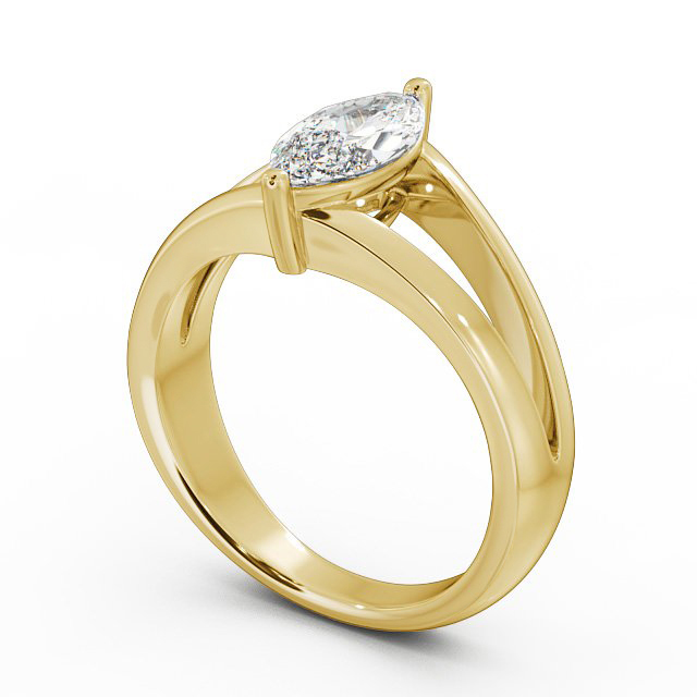 Marquise Diamond Engagement Ring 18K Yellow Gold Solitaire - Rosario ENMA8_YG_SIDE