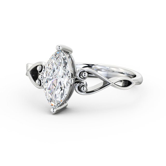 Marquise Diamond Engagement Ring Palladium Solitaire - Ferah ENMA9_WG_FLAT