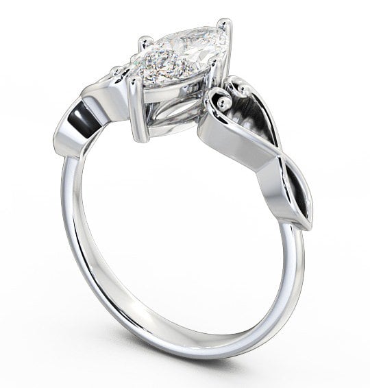Marquise Diamond with Heart Band Engagement Ring 18K White Gold Solitaire ENMA9_WG_THUMB1