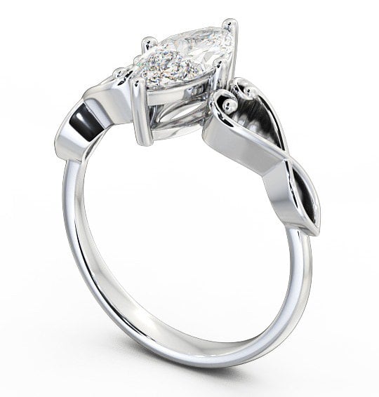 Marquise Diamond with Heart Band Engagement Ring 18K White Gold Solitaire ENMA9_WG_THUMB1 