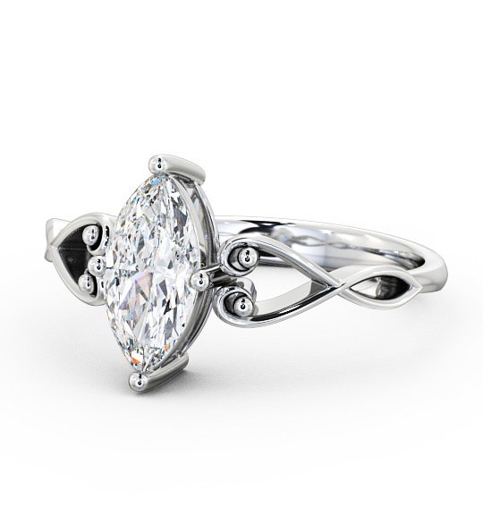 Marquise Diamond with Heart Band Engagement Ring 18K White Gold Solitaire ENMA9_WG_THUMB2 
