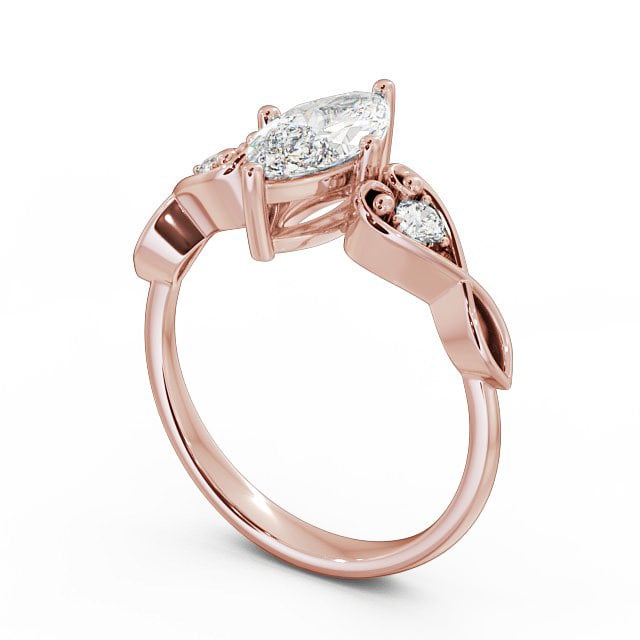 Marquise Diamond Engagement Ring 9K Rose Gold Solitaire With Side Stones - Colette ENMA9S_RG_SIDE