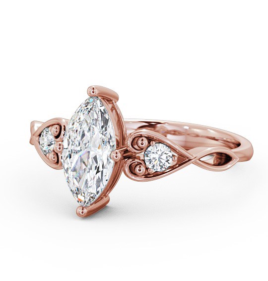  Marquise Diamond Engagement Ring 9K Rose Gold Solitaire With Side Stones - Colette ENMA9S_RG_THUMB2 