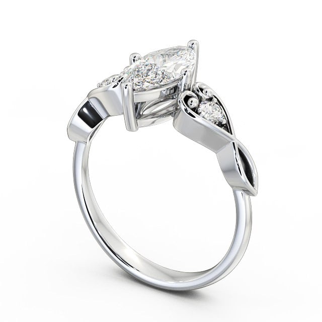 Marquise Diamond Engagement Ring Palladium Solitaire With Side Stones - Colette ENMA9S_WG_SIDE