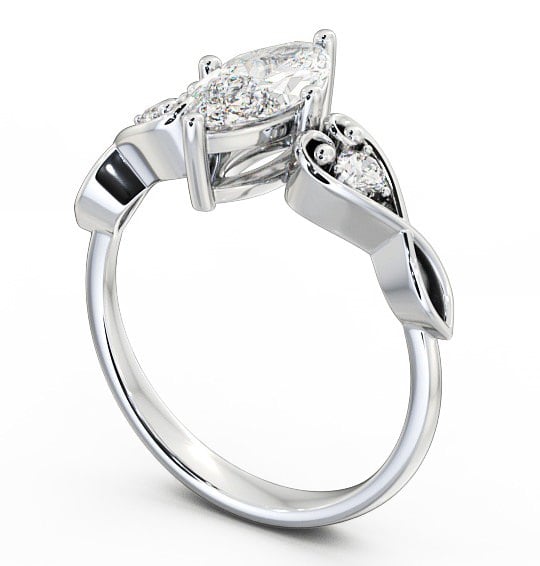 Marquise Diamond Engagement Ring 18K White Gold Solitaire With Side Stones - Colette ENMA9S_WG_THUMB1
