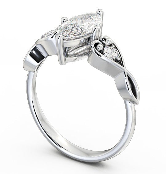 Marquise Diamond Engagement Ring 18K White Gold Solitaire with Channel Set Side Stones ENMA9S_WG_THUMB1 