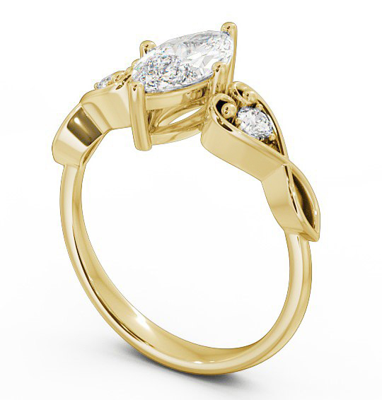 Marquise Diamond Engagement Ring 18K Yellow Gold Solitaire with Channel Set Side Stones ENMA9S_YG_THUMB1