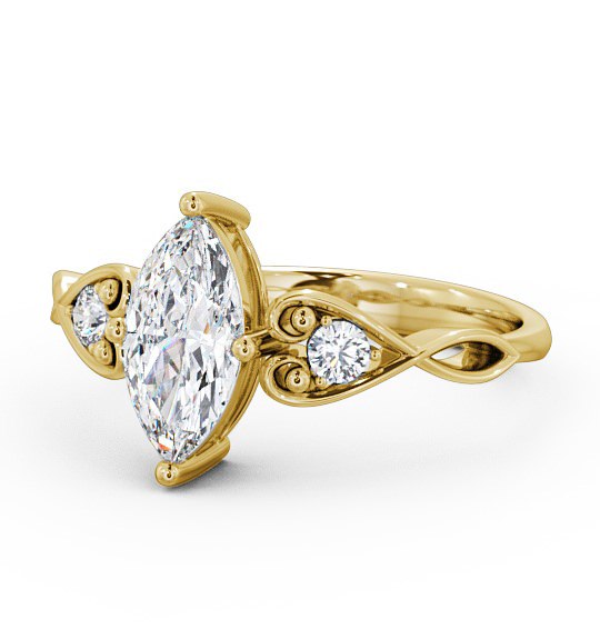 Marquise Diamond Engagement Ring 18K Yellow Gold Solitaire with Channel Set Side Stones ENMA9S_YG_THUMB2 