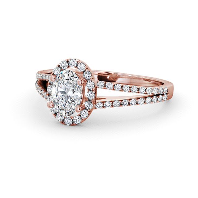 Halo Oval Diamond Engagement Ring 18K Rose Gold - Georgia ENOV10_RG_FLAT