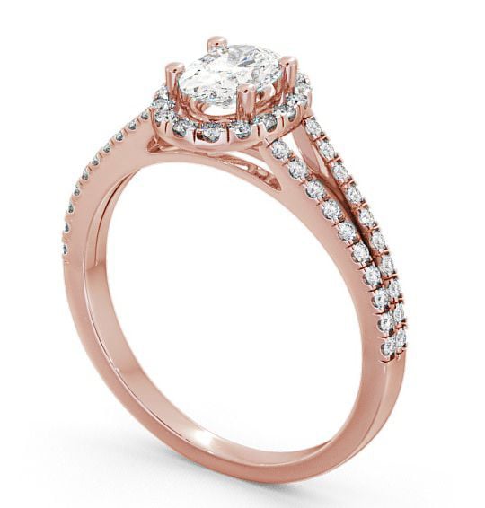 Halo Oval Diamond Split Band Engagement Ring 9K Rose Gold ENOV10_RG_THUMB1 