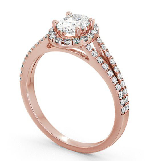 Halo Oval Diamond Split Band Engagement Ring 9K Rose Gold ENOV10_RG_THUMB1