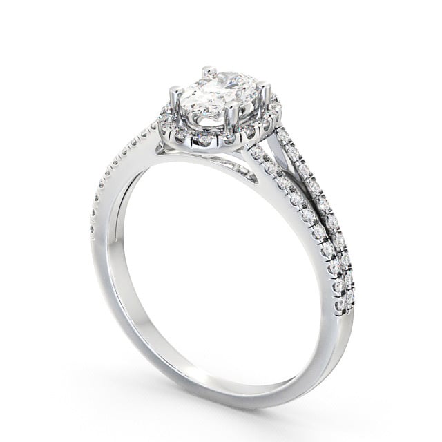 Halo Oval Diamond Engagement Ring 18K White Gold - Georgia ENOV10_WG_SIDE