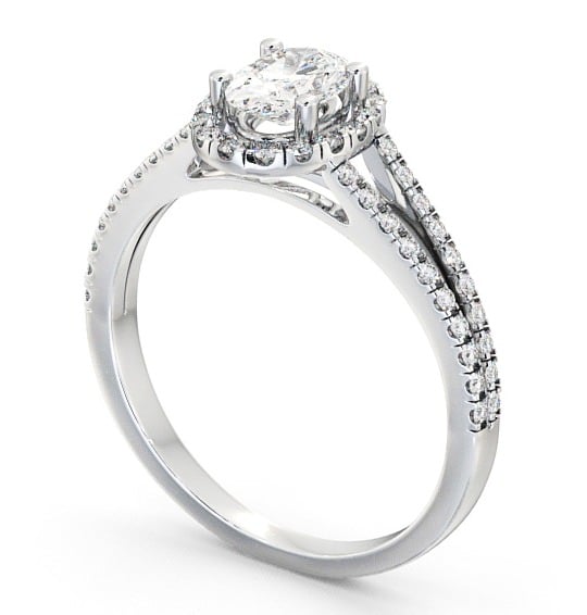 Halo Oval Diamond Split Band Engagement Ring Platinum ENOV10_WG_THUMB1 