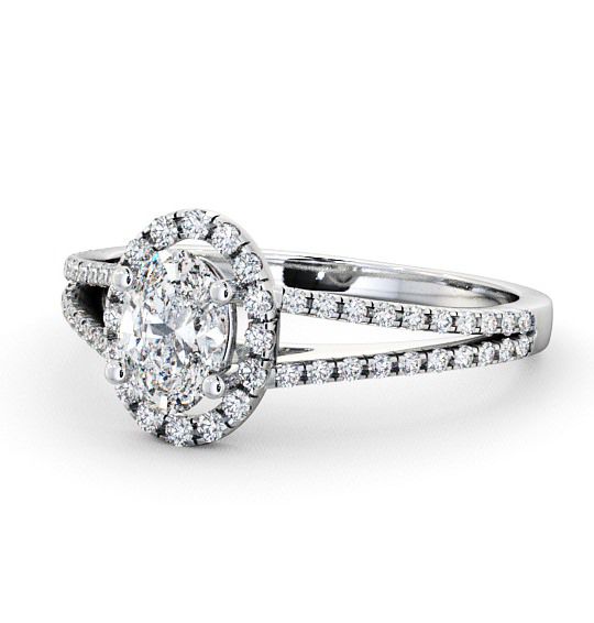  Halo Oval Diamond Engagement Ring 18K White Gold - Georgia ENOV10_WG_THUMB2 