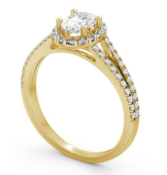 Halo Oval Diamond Split Band Engagement Ring 18K Yellow Gold ENOV10_YG_THUMB1