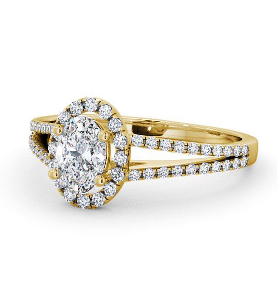 Halo Oval Diamond Split Band Engagement Ring 18K Yellow Gold ENOV10_YG_THUMB2 