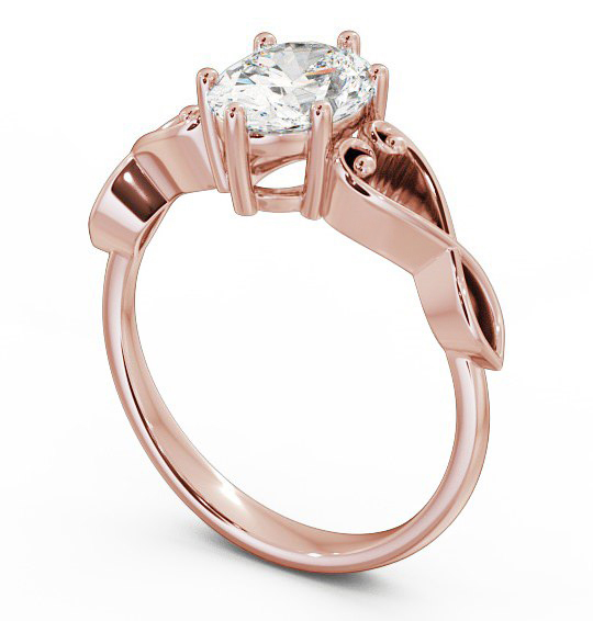 Oval Diamond with Heart Band Engagement Ring 18K Rose Gold Solitaire ENOV11_RG_THUMB1
