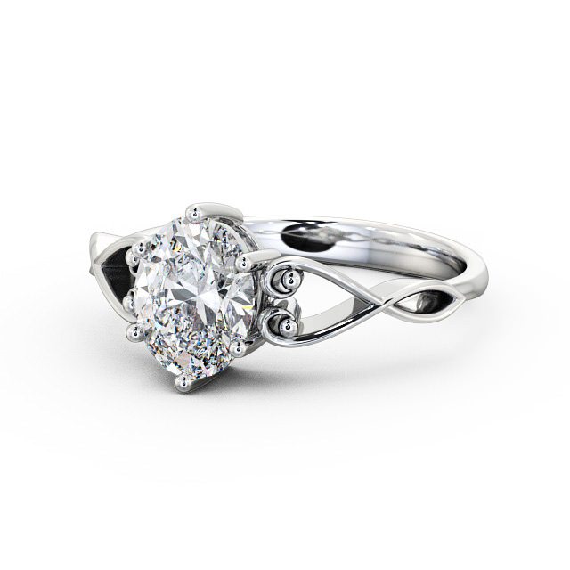 Oval Diamond Engagement Ring 18K White Gold Solitaire - Diana ENOV11_WG_FLAT