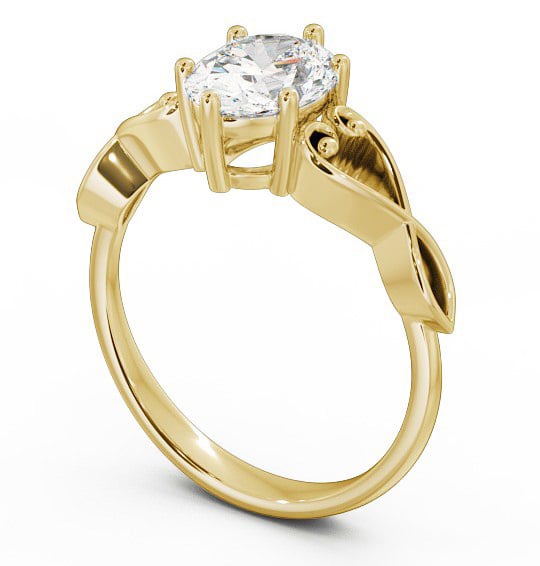 Oval Diamond with Heart Band Engagement Ring 18K Yellow Gold Solitaire ENOV11_YG_THUMB1