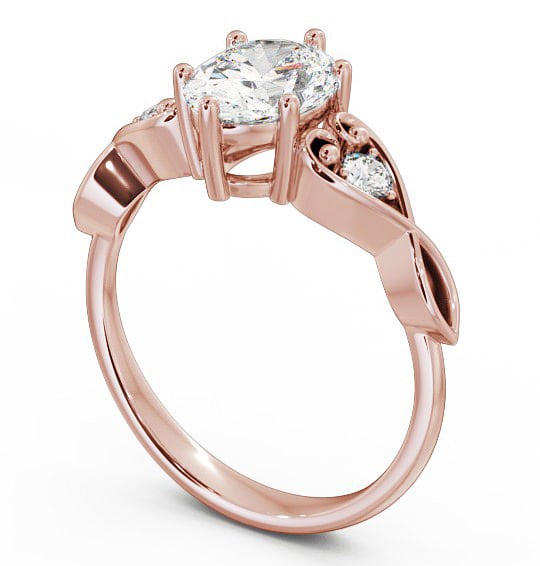 Oval Diamond with Heart Band Engagement Ring 18K Rose Gold Solitaire with Channel Set Side Stones ENOV11S_RG_THUMB1 