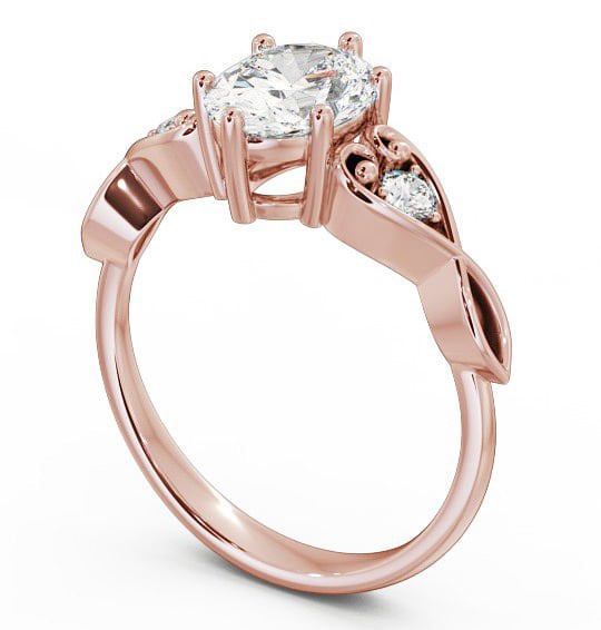 Oval Diamond with Heart Band Engagement Ring 9K Rose Gold Solitaire with Channel Set Side Stones ENOV11S_RG_THUMB1