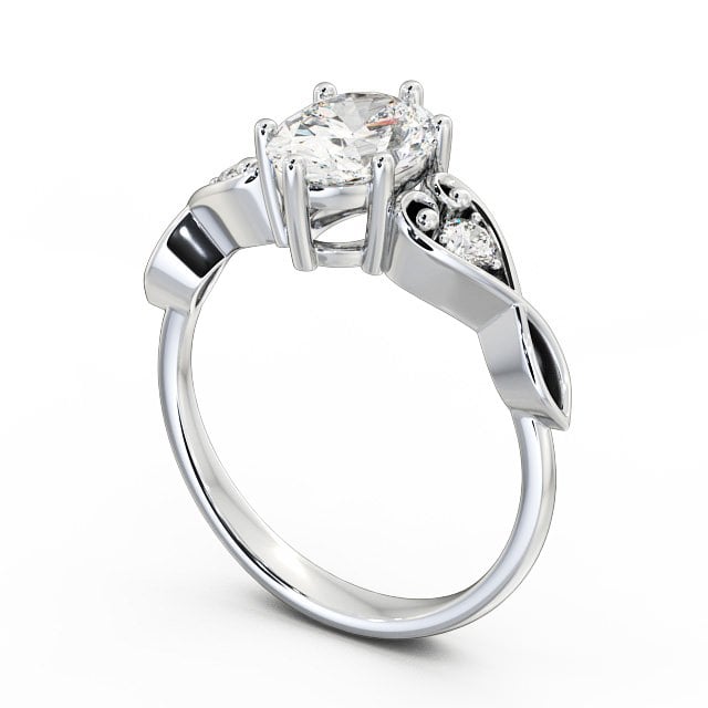 Oval Diamond Engagement Ring Platinum Solitaire With Side Stones - Florent ENOV11S_WG_SIDE