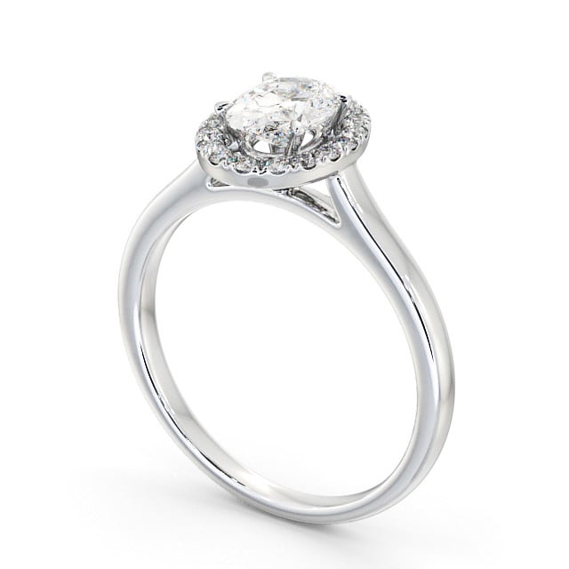 Halo Oval Diamond Engagement Ring 18K White Gold - Chiara ENOV12_WG_SIDE