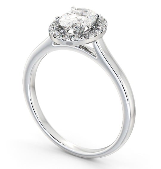 Halo Oval Diamond Classic Engagement Ring 9K White Gold ENOV12_WG_THUMB1 