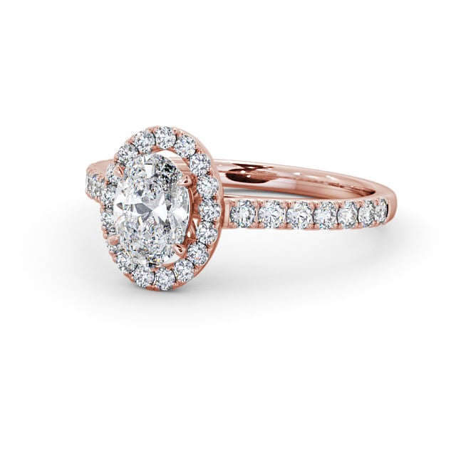 Halo Oval Diamond Engagement Ring 9K Rose Gold - Aline ENOV13_RG_FLAT