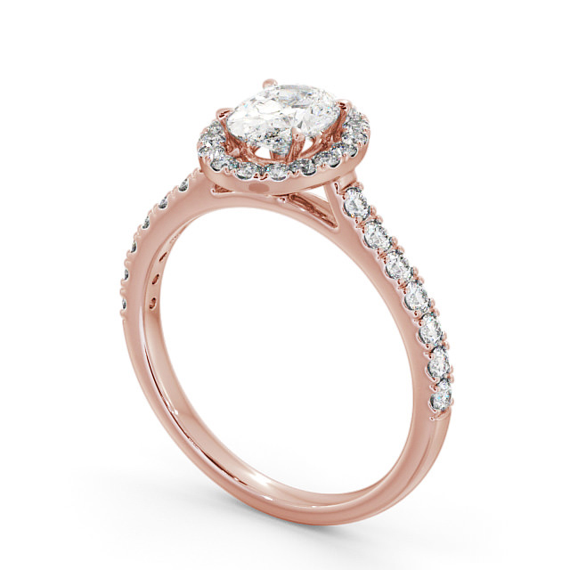 Halo Oval Diamond Engagement Ring 9K Rose Gold - Aline ENOV13_RG_SIDE